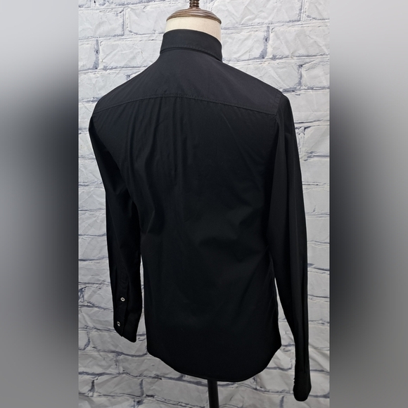 Burberry Men's Black Button Down Shirt TB Monogram Silver Buttons Size XS - Picture 6 of 16